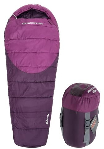 Eurohike Adventurer 200 Women’s Sleeping Bag for Adults, Teens, 1 Person, 2 Season, Women's Specific Design, Indoor & Outdoor Use, Camping, Hiking, Backpacking, Travelling, Compression Bag, Purple