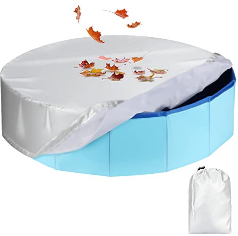 Rypet Pet Pool Cover Foldable Round Dog Swimming Pool Cover Kiddie Pool Cover,Leak Proof Washable Kiddie Pet Small Paddling Bath Accessories for Dog Kiddie Pool Bathing Tub