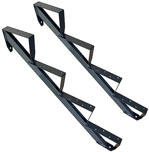 Escalera de madera, color antracita, 2 – 6 peldaños (4 peldaños)