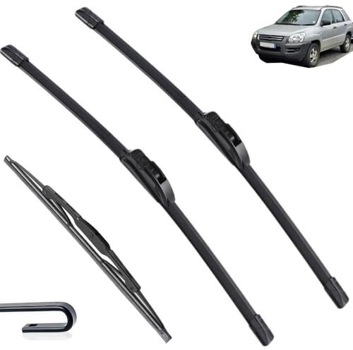 Juego de 3 escobillas de limpiaparabrisas delanteras y traseras compatible con KIA Sportage JE/KM 2005-2010 parabrisas ventana 24 + 16 + 13