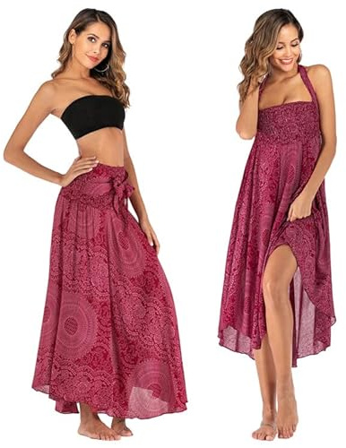 Jupes pour femmes, jupe longue vintage 5,1 cm, imprimé floral, robe dos nu, taille haute, jupe bohème