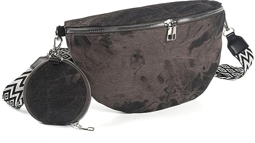ayados Damen Jeans Tasche Shopper Beuteltasche Crossbody Bag Denim Handtasche Beuteltasche Schultertasche Umhängetasche 23056 (Schwarz)