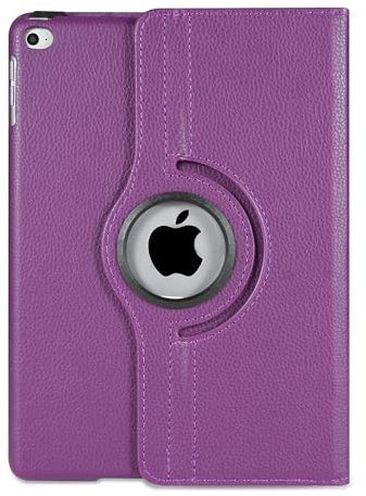 Tech-H-Online Étui en cuir avec support rotatif à 360° pour Apple iPad 9,7 (violet) - Compatible avec iPad 6e/5ème génération, iPad Air 2 et 1 - Housse de protection, visionnage mains libres,