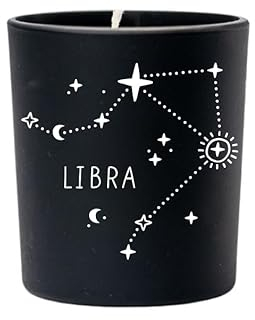 Original Soy Wax Zodiac Duftkerze Tierkreiszeichen: Waage - aus 100% veganem Sojawachs - Aromatherapie Schwarze Kerzen - Sternzeichen Duftkerzen im Glas - Duft: Sandelholz