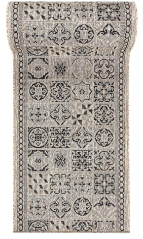 Mazovia In-& Outdoor Läufer Balkon 80x725cm Creme Patchwork Wetterfest | In-& Outdoor Teppichläufer für Flur Küche Terrasse Garten Beige Pflegeleicht UV-Beständig Wasserabweisend Verkauf pro Meter
