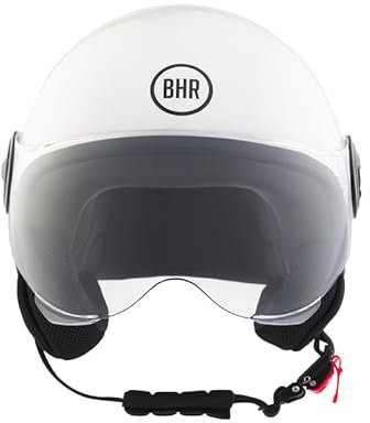 BHR Casco Demi-Jet 835 SPECIAL - Casco Scooter Omologato ECE 22.06 con Visiera a Occhiale Antigraffio - Sgancio Micrometrico e Guanciali Removibili - Bianco XS