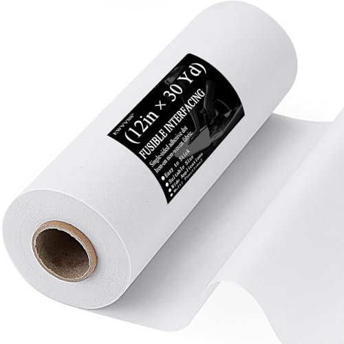 Medium Weight 12X 30 Yards Fusible Interfacing for Sewing,Iron On Interfacing Fabric,Fusible Fleece Interfacing for Sewing Supplies