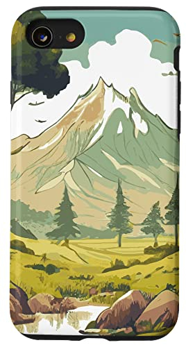 Hülle für iPhone SE (2020) / 7 / 8 Iyashikei Anime Waldlandschaft Berg Natur