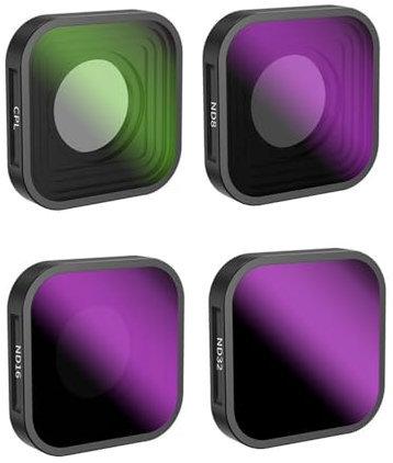 Confezione da 4 filtri per lenti ND8 ND16 ND32 CPL compatibili con GoPro Hero12/Hero11/Hero10/Hero 9 nero, densità neutra e filtro polarizzatore per accessori GoPro 12/11/10/9