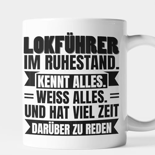 Lokführer Tasse Eisenbahn Geschenk Lokomotive Bahn Lokführer im Ruhestandr - Lokführer im Ruhestand kennt alles Kaffeebecher