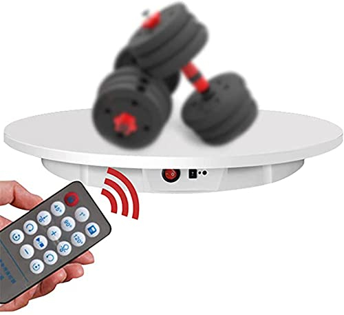 Plato Giratorio eléctrico de 42 cm, 100 kg con Control Remoto, Plato Giratorio eléctrico de fotografía Profesional de 360 Grados para fotografía de Productos, Blanco/Negro,White