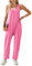 SotRong Casual Summer Jumpsuit for Women Uk Leisure Sleeveless V Neck Jersey Rompers Wide Leg Solid Harem Playsuits Baggy Loose Tank Overall with Pockets Light Pink M