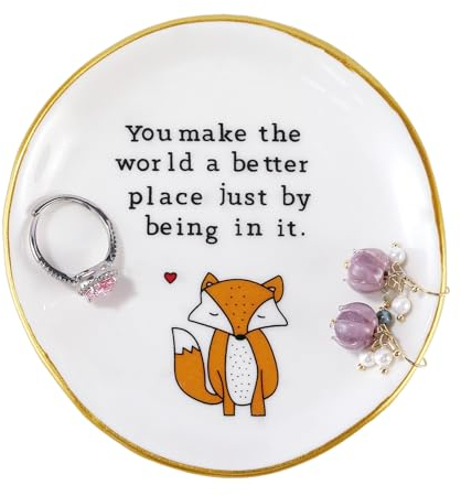 Titanape Fox Gifts for Women Trinket Ring Dish -You make the world a better place just by in it Jewellery Dish, Key Bowl, Birthday Valentines Gifts for Friends Teacher Daughter Mum Nurse