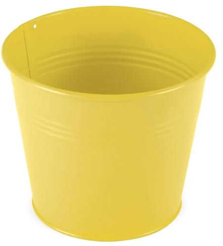 Pot de fleurs en métal jaune 16 cm x 15 cm – Cache-pot à orchidées, pot à plantes, pot à herbes, pot pour bonsaï et accessoires de plantes – Cache-pot pour balcon et rebord de fenêtre décoratif
