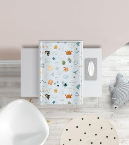 Baby Wickelauflage mit Verstärkung 70 x 47 cm Krabbe - Wickelplatte für Babybett - Wickelaufsatz und Bettumrandung - Changing Mat Zubehör