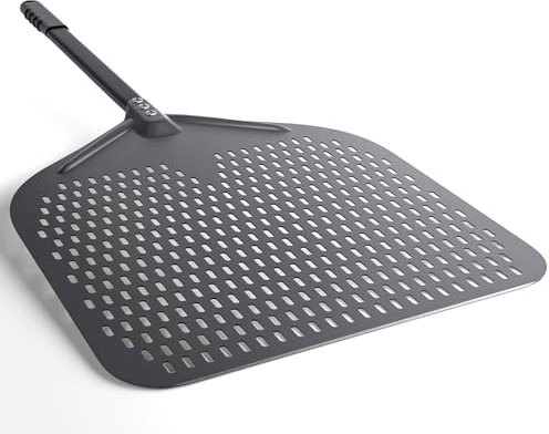 NUTUNI Perforated Pizza Peel, 16 Aluminium Pizza Paddle, Large Pizza peel for Baking Homemade Pizza Bread