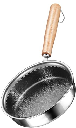 PHENOFICE 316 Stainless Steel Non-Stick Honeycomb Frying Pan 16cm Skillet for Eggs and Steak, Induction Compatible Kitchen Cookware for Outdoor and Household Cooking