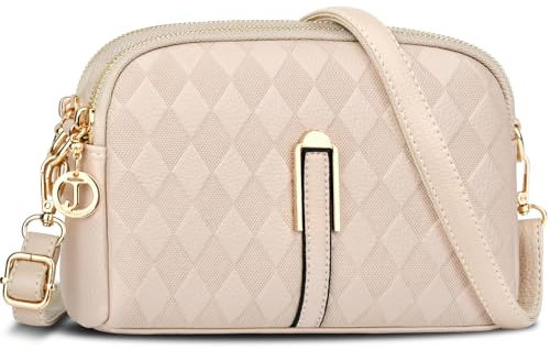 TEUEN Petit Sac a Bandoulière Femme, Simili Cuir Souple en PU Saccoche Bandouilliere avec Poches Multiples 2 in 1 Sacs à Main Portés Épaule et Pochette Bandoulière pour Telephone Portable