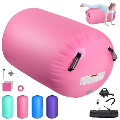 Airtrack Matte Aufblasbare Air Roll,100/120cm Gymnastik Rolle Barrel Gymnastik Tumbling Yoga Gymnastik Rolle Gymnastikmatte, Fitnessrolle