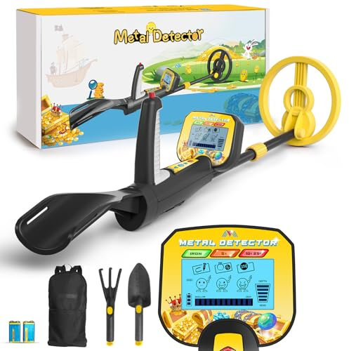 Metal Detector Bambini Leggero con Display LCD e Bobina di Ricerca Impermeabile, 7.5'' Estensibile e Modalità DISC per Principianti e Caccia al Tesoro