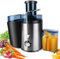 Juicer Machines for Whole Fruit and Vegetable, 65MM Diameter Slow Masticating Juicer, Powerful Cold Press Juicer with Filter, High Juice Yield, 2 Speeds Setting, Easy to Clean & Use
