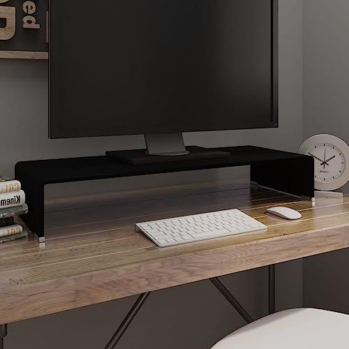 LXYZWRW Entertainment Centers & TV StandsTV Stand/Monitor Riser Glas Schwarz 80x30x13cm
