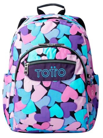 TOTTO - Mochila Escolar Adaptable a Carro, Modelo Acuareles, Capacidad 20 L, Bolsillo Pc 14, Bolsillos Botella, Espaldar Ergonómico con Flujo de Aire, Cómodas Correas en S, Estampado Dear Blue