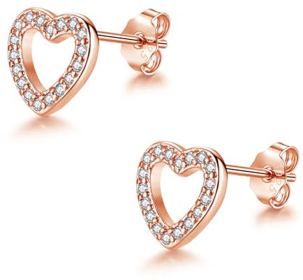 Glintara Ohrstecker Silber 925 Damen, 925 Sterling Silber Herz Ohrstecker für Mädchen, Ohrringe Stecker mit Zirkonia, Knorpel Schlafen Ohrringe, Süße Ohrschmuck Geschenk zu Valentinstag Abschluss