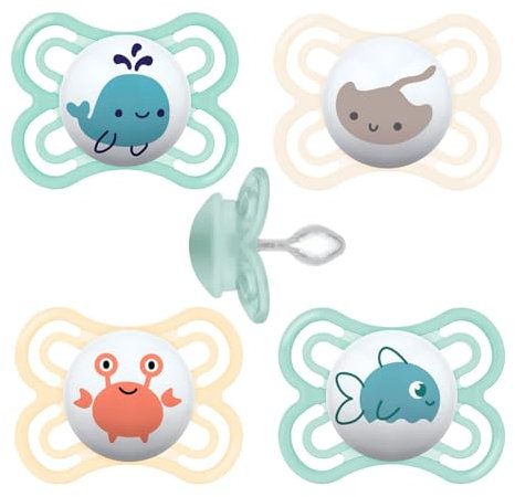 MAM Lot de 4 tétines en silicone « Skin Soft » Perfect Perfect pour les bébés de 0 à 6 mois, avec 2 boîtes de transport de stérilisation, Dento-Flex, pour un développement sain de la bouche, extra