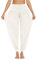 PINSPARK Haremshose Damen Yoga Hose V Bund Pluderhose Sporthose Curvy Jogginghose Lang Freizeithose Sommer Yogahose Frauen Weiß L