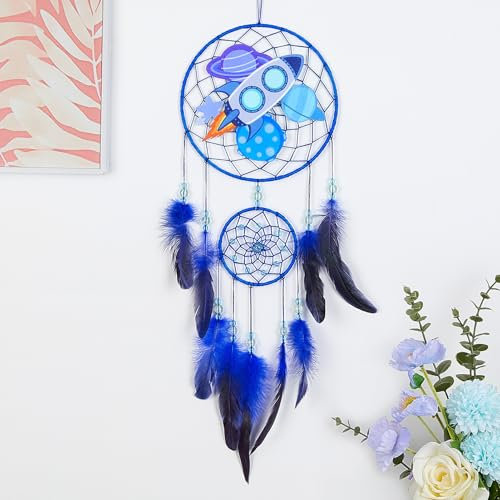 MHJY Traumfänger Kinder, Dinosaurier Dreamcatcher mit Feder Gross Handgefertigte Traumfänger für Jungen Mädchen Teenager Deko Zimmer Schlafzimmer Kinderzimmer Dekoration