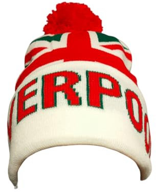RAEES® Knitted Hat for LFC Fans – Cosy Winter Accessory with Bold Red Embroidered Logo and England Flag Design – Ideal Football Supporters' Gear