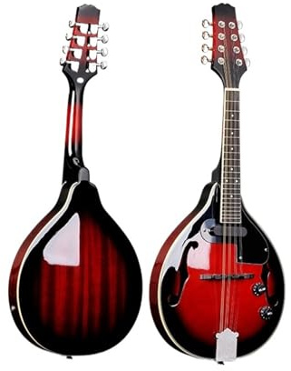 Professional Mandoline Instrument 26-inch Electric A4/A5 Mandolin Eight-string Mandolin EQ Beginner Entry Piano Mandolin(Red,A5)
