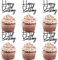 DazzJoy Schwarz Muffin Deko Happy Birthday,24 Stück Happy Birthday Cupcake Deko,Glitzer Happy Birthday Tortendeko,Kuchen Deko Geburtstag,9,8x5cm Cupcake Topper Geburtstag Deko Muffin