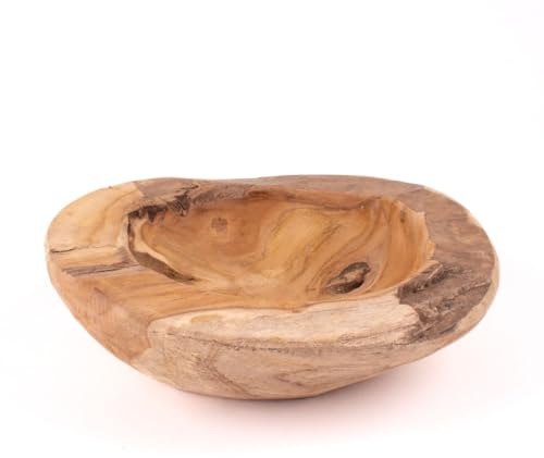 INNA-Glas Holzschale PETTER, Teakholz, natur, 6cm, Ø30cm - Deko Schale