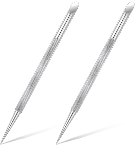 2 PCS Nail Dotting Tool, Metal Double-Ended Nail Art Tools, Stainless Steel Cuticle Pusher Dotting Tool for Nail Art, Professional Cuticle Pusher Tools for Manicure Pedicure Care