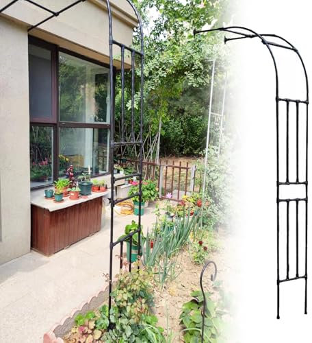 Robuste Gartenlaube, Gartenbogen mit Eisenrahmen – großes Pergola-Spalier, Blumenbogen und Spalier, Kletterpflanzen-Stützbögen für Rosen, Kletterpflanzen, Gemüse, Torbogen-Dekor(W180xH240CM(5.9x7.9ft)