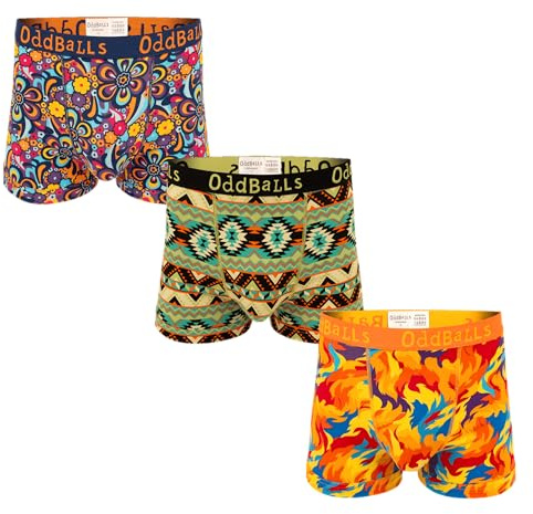 OddBalls Mens Boxers Multipack – 3 Classic Fit Cotton Boxer Shorts, Underwear with Elastic Waistband – Breathable, Soft Mens Boxer Briefs (UK, Alpha, XXS, Regular, Regular, Bundle V3)