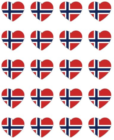 Aufkleber: 25 mm, 20 Stück - 20er Herzflagge Norwegen Sticker Set Vinyl 25 mm wasserfest wetterfest Deko Mini