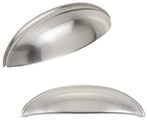 keypak 10 Pack Metal Shaker Handles 88mm Satin Nickel Pull | Vintage Zinc Alloy Cabinet & Drawer Handles for Kitchen Cabinets, Cupboards, Furniture & DIY Renovations