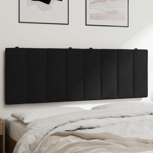Mandloder Hanko Kopfteil-Kissen, Schwarz, 120 cm, Weicher Samtstoff, Schaumstofffüllung, Wandmontage, Rückenunterstützung für Bett