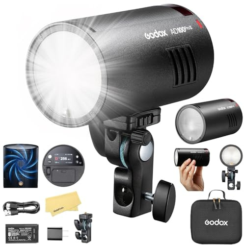 GODOX AD100 Pro II AD100Pro II AD100ProII Pocket Flash Strobe,100Ws 2.4G TTL 1/8000s HSS,490 Full Power Flashes,0.01-1.5s Recycle Time,USB-C Charging,2W LED Modeling Lamp,Color Display