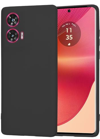 Techsuit für Motorola Edge 50 Fusion Hülle mit Soft Touch, Stoßfest, Flexibel, Minimalistisches Design, Erhöhte Kanten, Kameraschutz, Anti Fingerabdruck, SoftFlex Series, Silikon, Schwarz