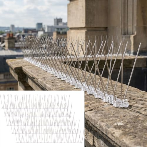Ideoon Effektive 10er-Set Taubenabwehr Spikes, 3-reihig Edelstahl, 2,5m - individuell anpassbar - Robuste Abwehr-Spitzen für optimalen Vogelschutz