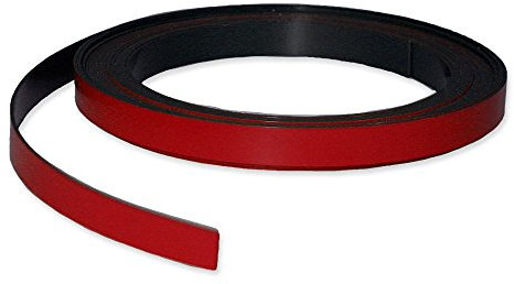 Magnetband Kennzeichnungsband farbig, Breite 10mm - 5m Rolle - Magnetstreifen - Zum Beschriften und Markieren, von Lager, Werkstatt, für Whiteboards, Flipcharts, Präsentationen, Farbe:rot