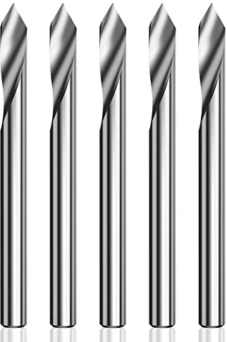 HUHAO Spiralfräser, 60 Grad, V-Nut, Gravierwerkzeug, flacher Boden, CNC-Fräser, 1/8-Zoll-Schaft für Aluminium, MDF, Hartholz, Kupfer, 5 Stück