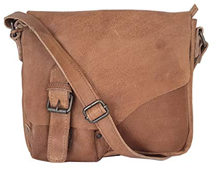 Bear Design Leder Schultertasche, UNISEX Messenger Tasche Umhängetasche Cross body Lauro CP0771 strapazierfähiges Leder in Used Look