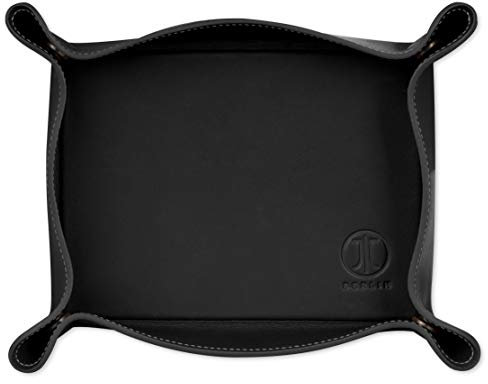 JT Berlin Echtleder Taschenleerer für Büro und zu Hause in Schwarz - [180x130mm, Aufbewahrungsbox für Kleinteile, Druckknöpfe in den Ecken, Handarbeit] - 10429