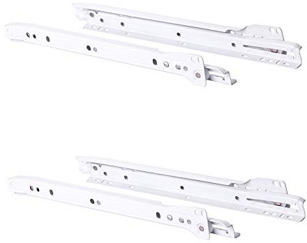 JUVA Rollen-Auszug TEILAUSZUG 300 mm Schubladen-Schienen REAL Rollenauszug für Holz-Schubkästen | Stahl RAL 9003 weiß | Kugelführung Tragkraft 30 kg | 2 Paar - Auszugsschienen für Küchenschränke