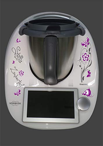 Aufkleber passend für Thermomix TM 6 Blumenranke Zaubertopf Name